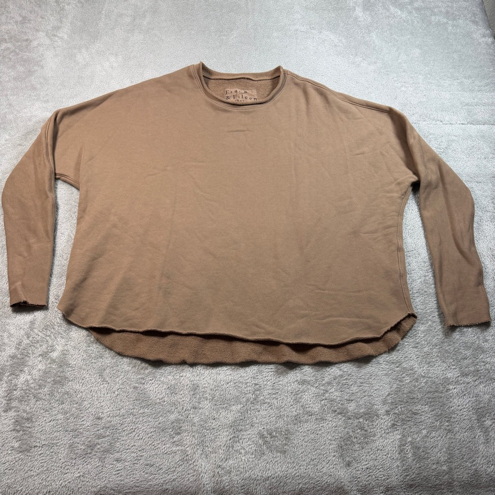 Frank & Eileen Anna Long Sleeve Caplet Womens Medium Brown Raw Hem LAB516TF